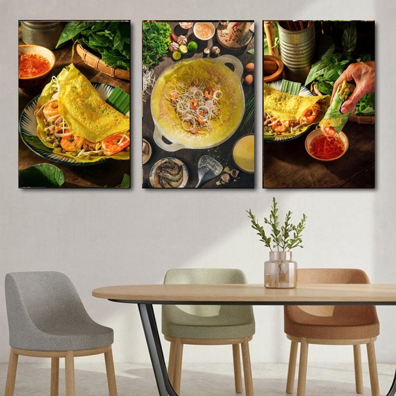 (HCM)Tranh bánh xèo,tranh treo tường tráng gương trang trí decro quán bánh xèo kèm đinh treo