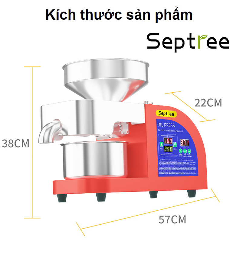 Máy ép dầu ăn thực vật chuyên nghiệp nâng cấp hoàn toàn mới thương hiệu Mỹ cao cấp Septree X10 1400W - Hàng nhập khẩu (BH 1 NĂM)