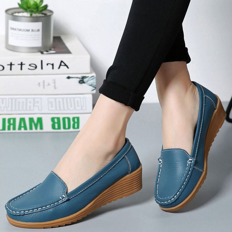 Women's Oxford Loafer Thick Bottom Flats Slip-On Casual Shoes