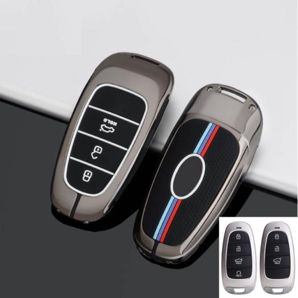 Ốp chìa khoá kim loại có phản quang thể thao - ốp khoá hyundai santafe 2021 i10 tucson elantra accent 2021