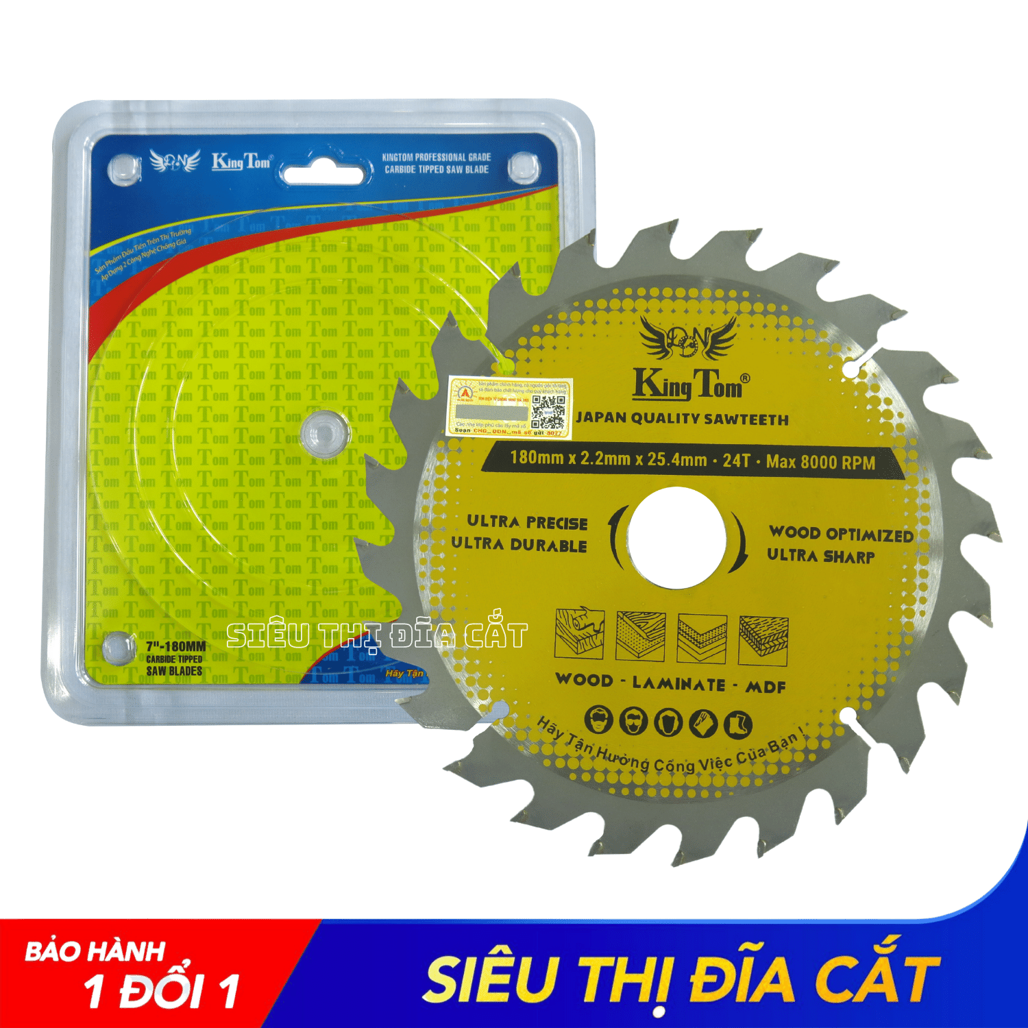 LƯỠI CƯA - LƯỠI CẮT GỖ 180-24 RĂNG KINGTOM VÀNG – CHẤT LƯỢNG VÔ ĐỊCH PHÂN KHÚC GIÁ RẺ!