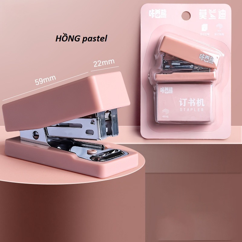 Bấm ghim giấy mini Pastel dập ghim kẹp tài liệu văn phòng phẩm Lalunavn dễ thương B128