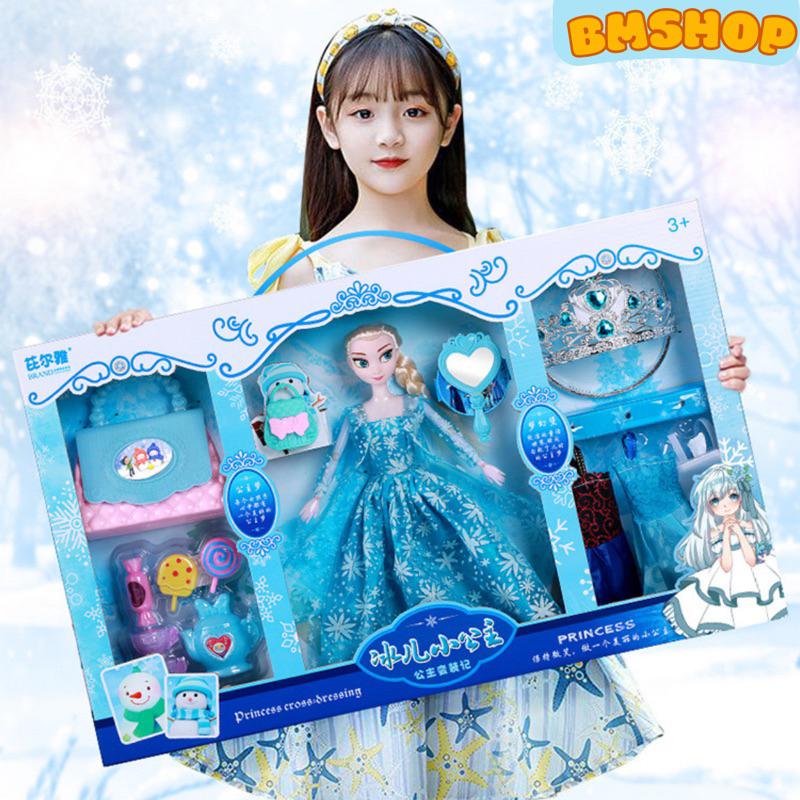 Búp bê Elsa, công chúa elsa tóc mây mẫu cao cấp gồm 3 bộ váy và phụ kiện đi kèm (công chúa tuyết/ nữ hoàng băng giá)))