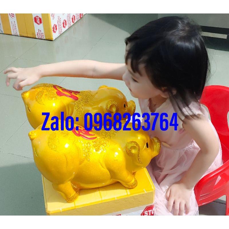 heo đất tài lộc 33cm, sơn bóng phản quang, hàng cao cấp