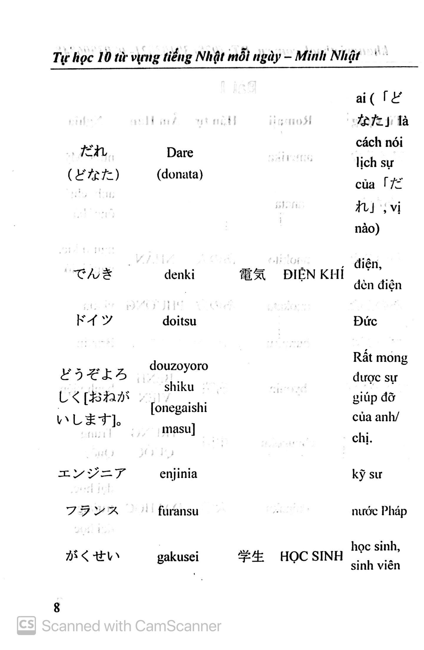 Sách Tự Học 10 Từ Vựng Tiếng Nhật Mỗi Ngày