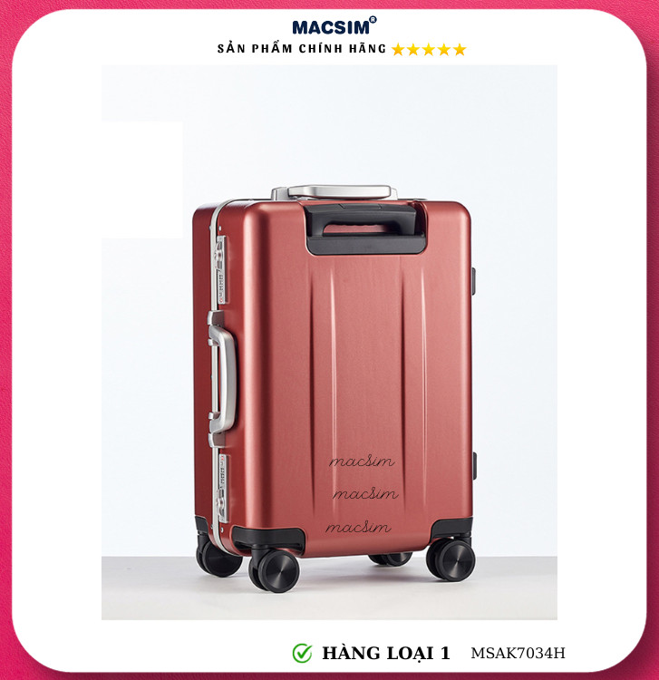 Vali cao cấp Macsim Aksen hàng loại 1 MSAK7034H cỡ 20 inch- màu đỏ