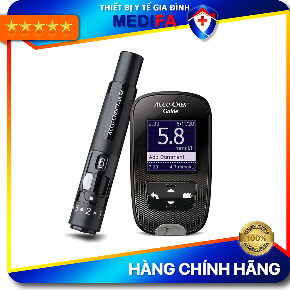[BH Trọn Đời] Máy Đo Đường Huyết ACCU-CHEK Guide Kèm Dụng Cụ Lấy Máu FastClix &amp; Trụ 6 Kim