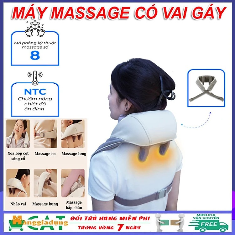 ￼Máy massage cổ vai gáy, chườm nóng với nhiệt độ ổn định, giúp gảm đau vai gáy dành cho người văn phòng và người lớn tuổi