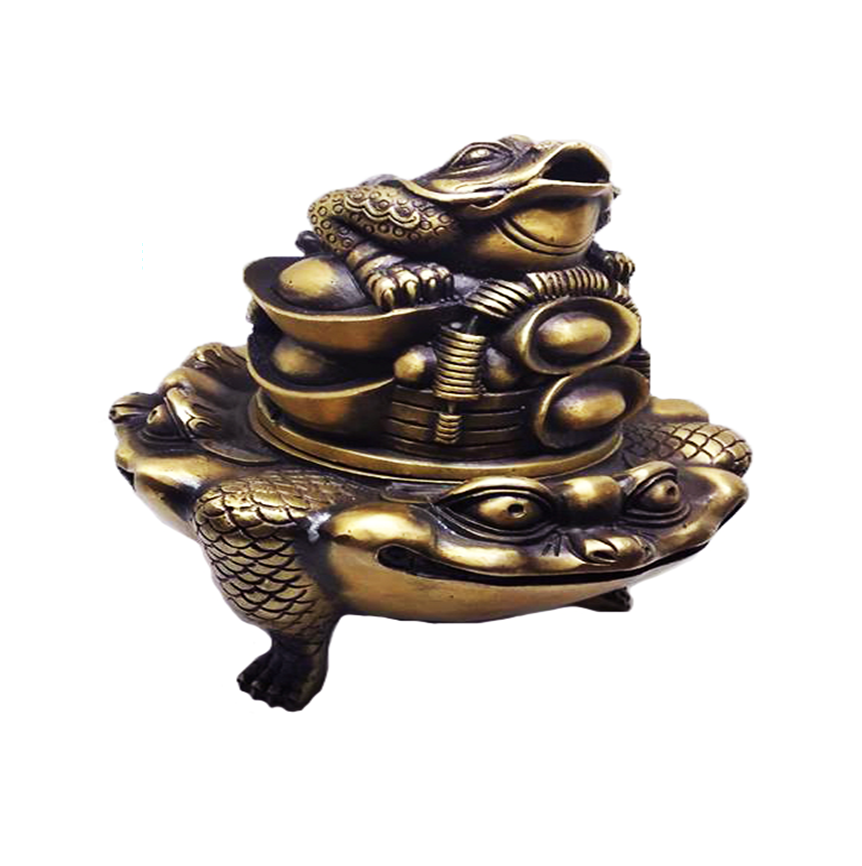 Lư trầm Thiềm Thừ cóc 3 chân bằng đồng thau giả cổ - Dùng để xông trầm hương