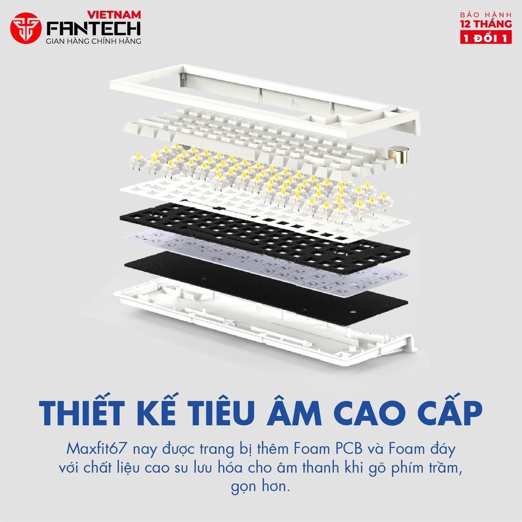 Bàn phím cơ custom FANTECH MK858 MAXFIT67 LED RGB Tháo lắp hotswap - Switch Kailt box white/ Gateron milky yellow - Hàng Chính Hãng