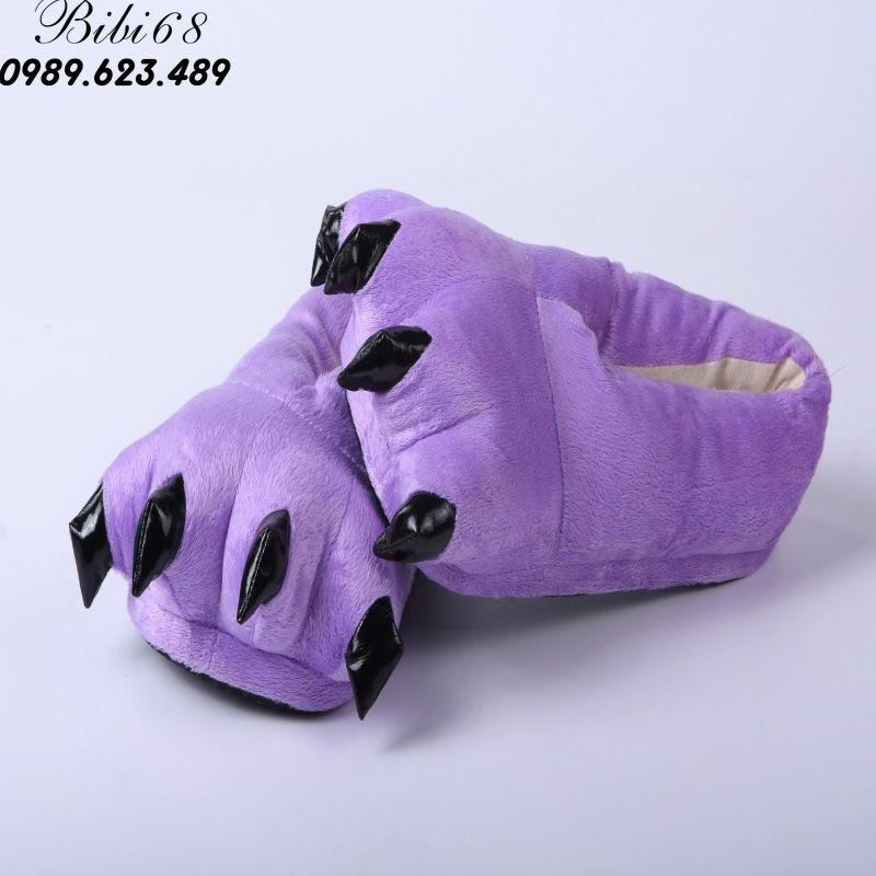 Giày Dép bông bộ Đồ thú khủng long xanh liền thân lông mịn Pijama dáng Động Vật Hoạt Hình Cosplay