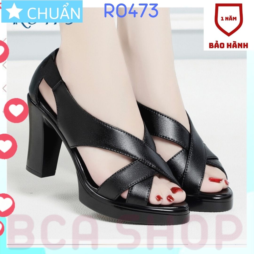 Giày cao gót nữ 8p RO473 ROSATA tại BCASHOP bít mũi quai sau phối thun nên mang rất ôm chân - màu đen