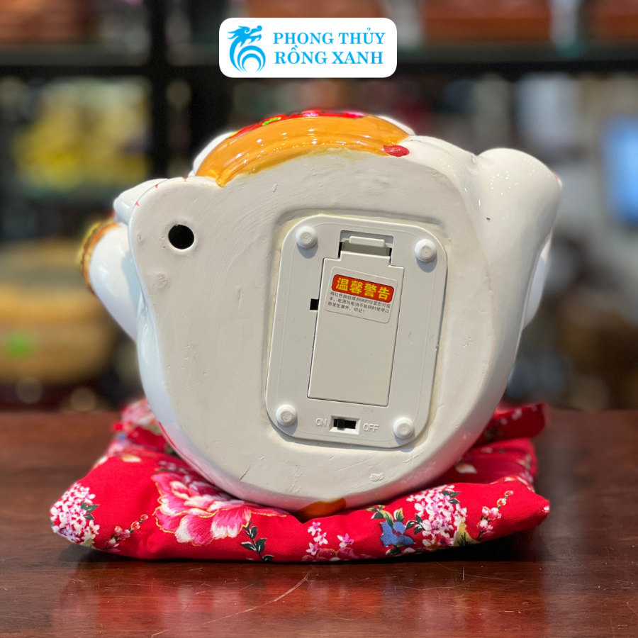 Mèo Thần Tài-Mèo May Mắn Chiêu Tài Đón Khách-Mèo Đại Phú Đại Quý Màu Vàng 8 inch-Gốm Sứ Cao Cấp