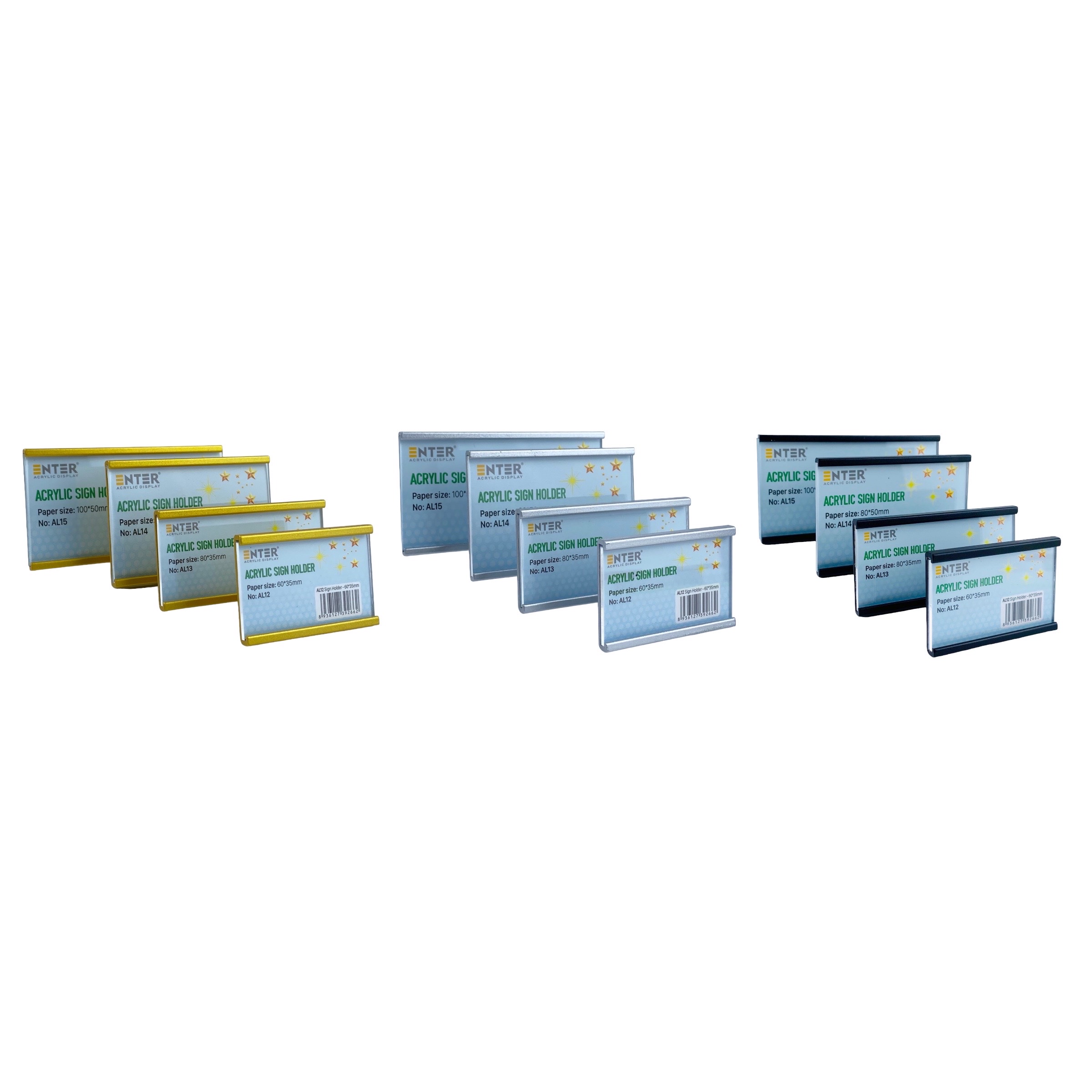 Bảng thông tin nhôm Enter AL15 100x50mm, Khung thông tin sản phẩm, Khung bảng giá siêu thị, Tag thông tin mini