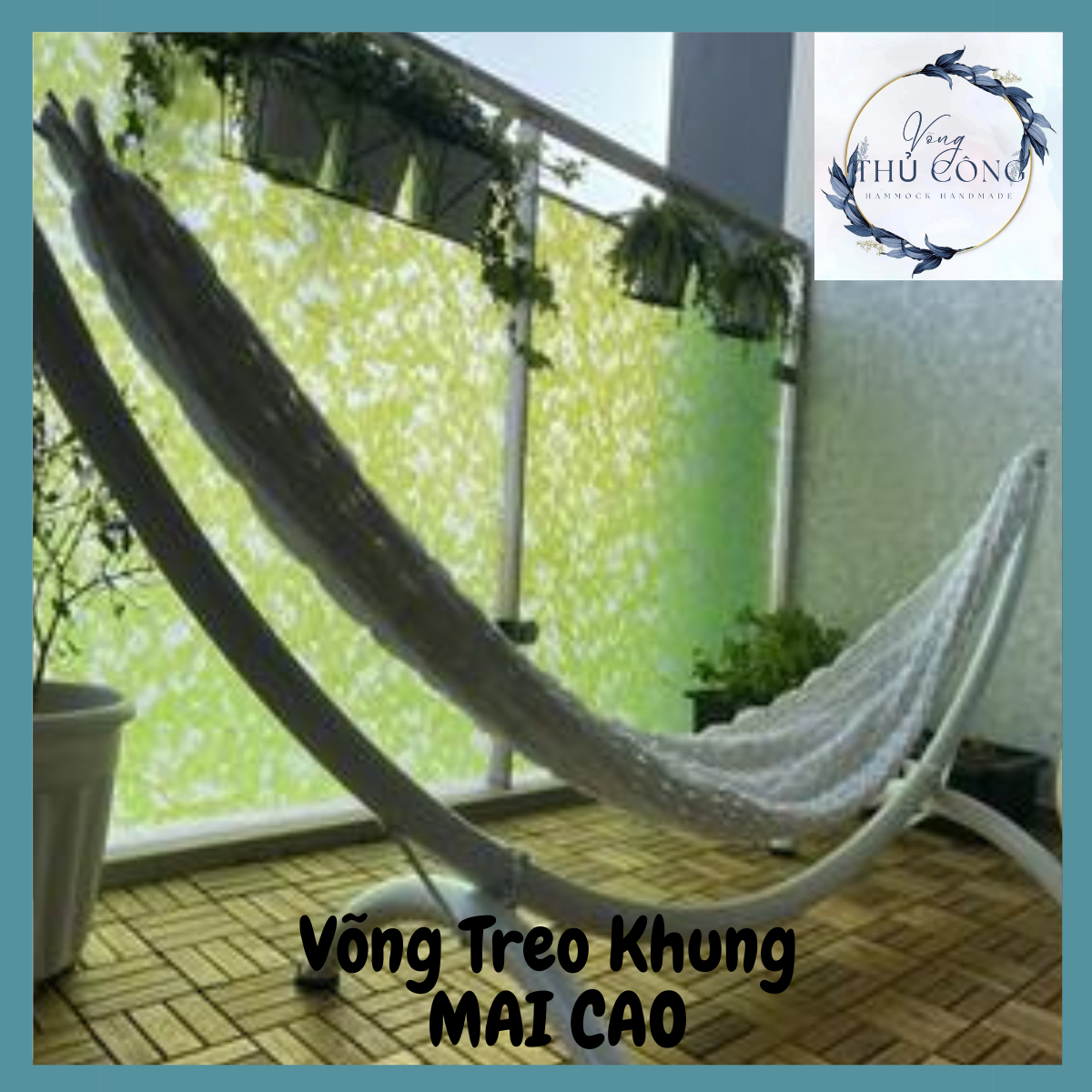 Lưới Võng Sợi Tơ Handmade Dài 2m2 Treo Khung Mai Cao