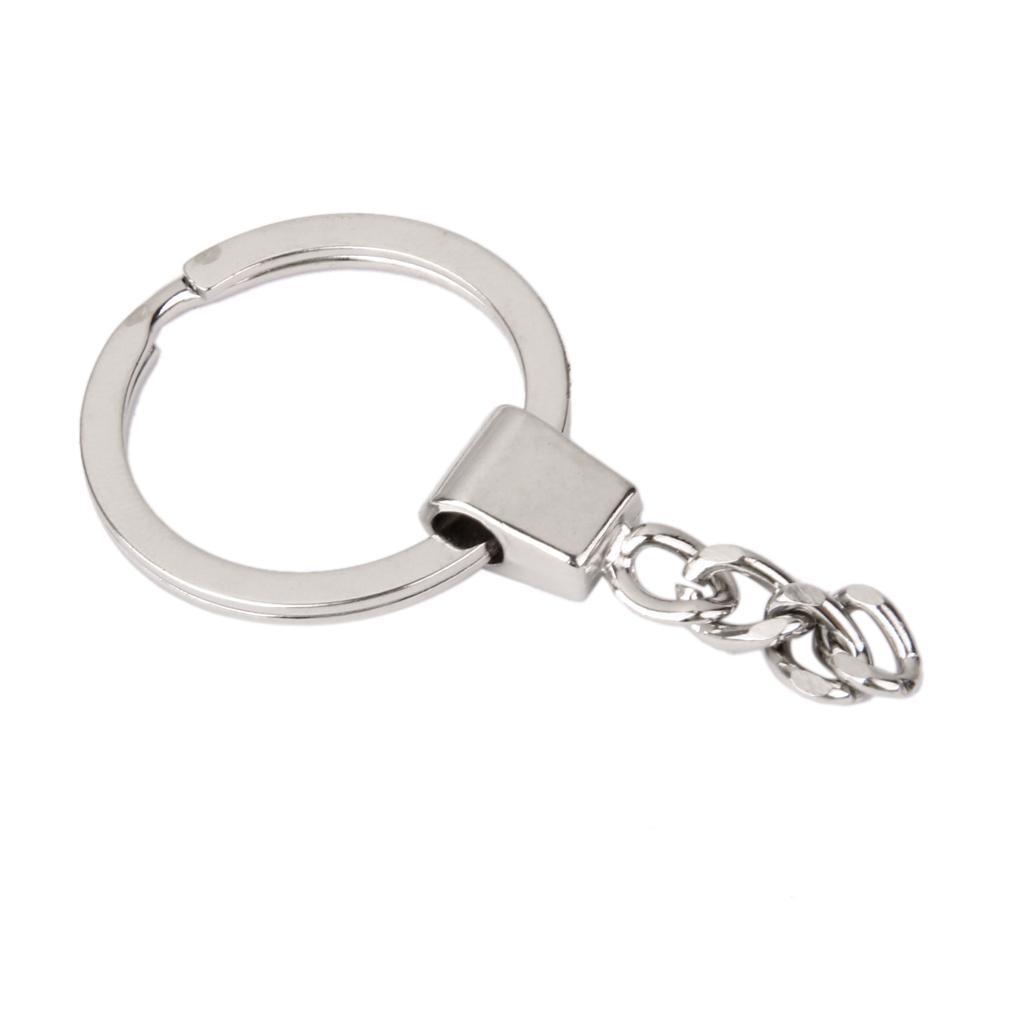 100Pcs Blank Key Rings DIY Keychain Key Holder Split Rings with Chain Silver