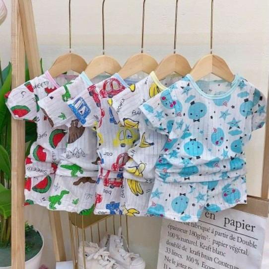 Set 5 Bộ Cotton Giấy Cho Bé Mùa Hè 0-15 Tháng (ảnh thật)