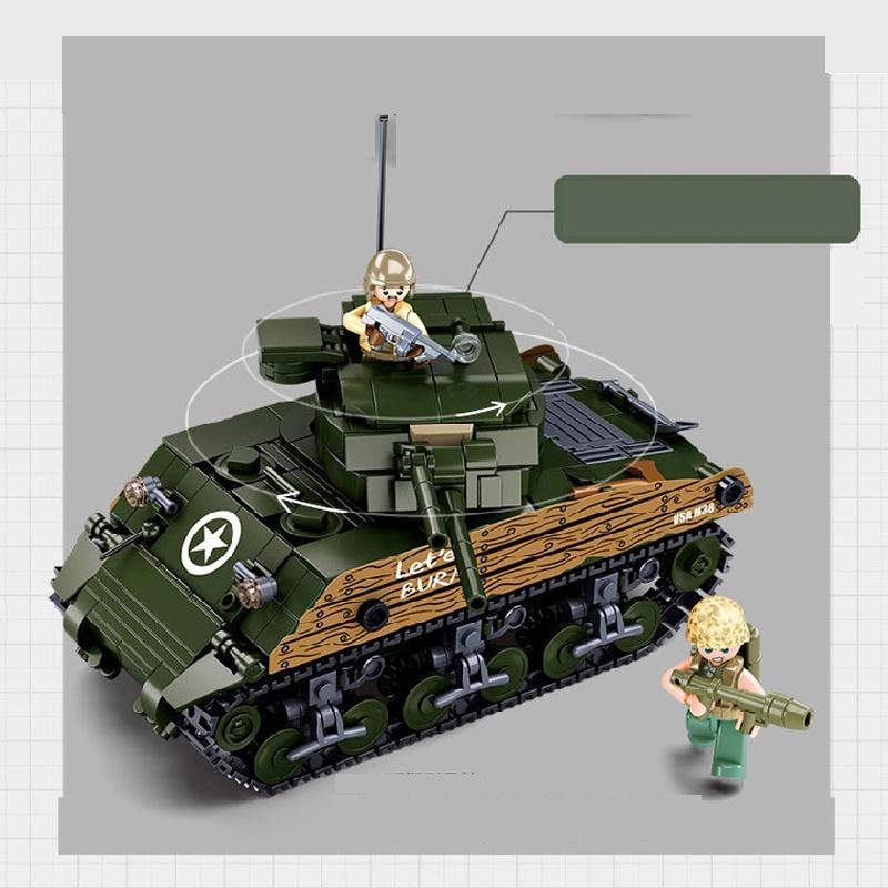 Đồ chơi Lắp ráp Xe Tăng chiến đấu M4A3, Sluban B1110 Medium Tank, Xếp hình thông minh, Mô hình quân sự