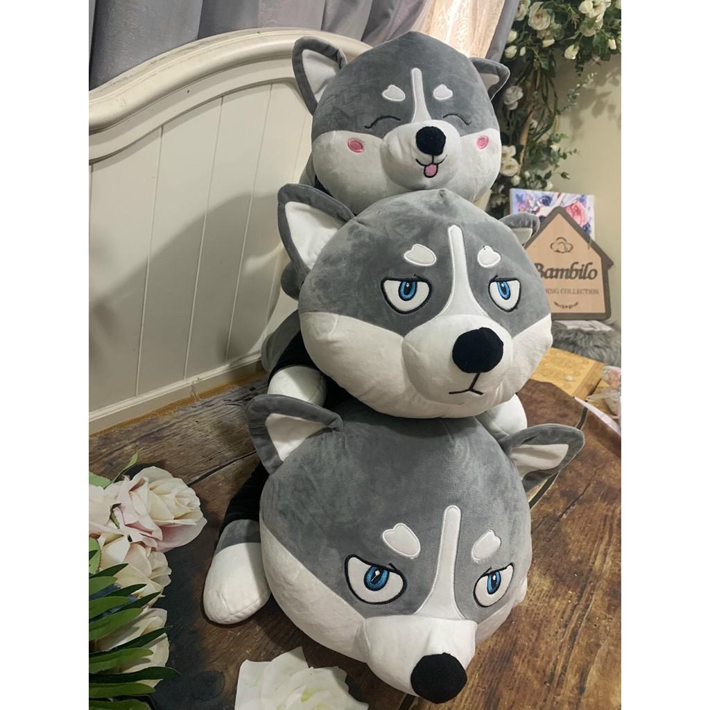 Chó Husky Bông Siêu To Khổng Lồ - Chất Liệu Lông Nhung Mềm Mịn Co Dãn 4 Chiều Gấu