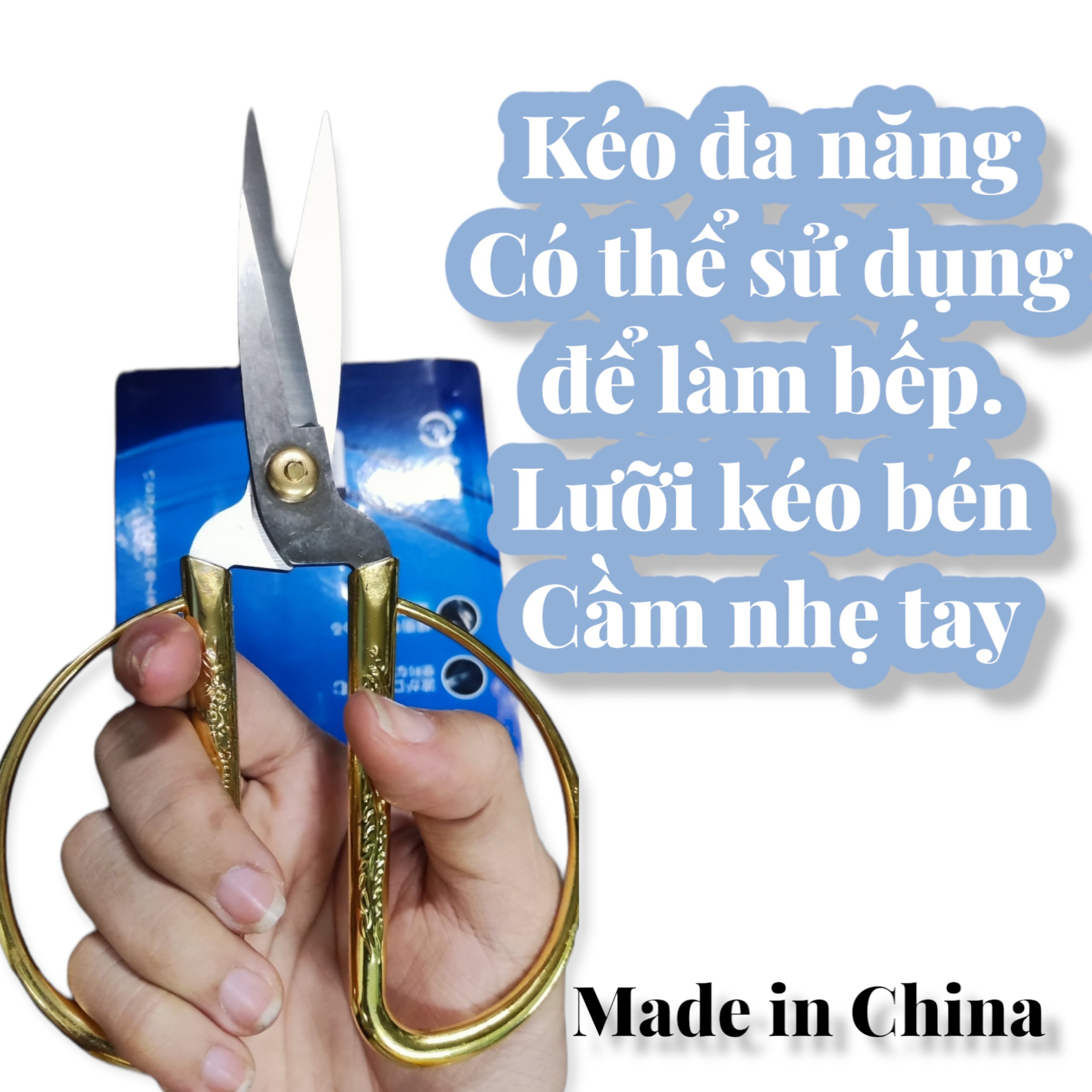 Kéo làm bếp đa năng tay cầm màu vàng - Lưỡi kéo sắc bén - Dễ dàng sử dụng - Hàng Trung Quốc