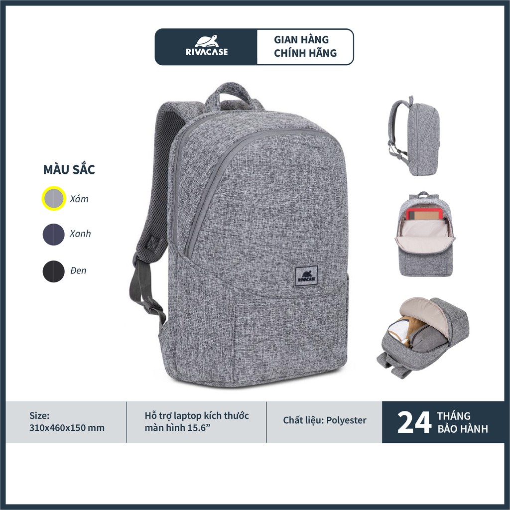 Balo Rivacase 7962 Dành Cho Laptop 15.6Hàng Chính Hãng - Xám