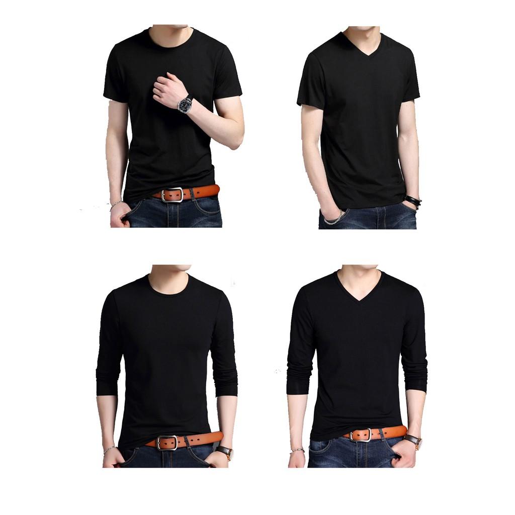 Áo thun nam màu đen chất cotton đơn giản, sang trọng, lịch lãm