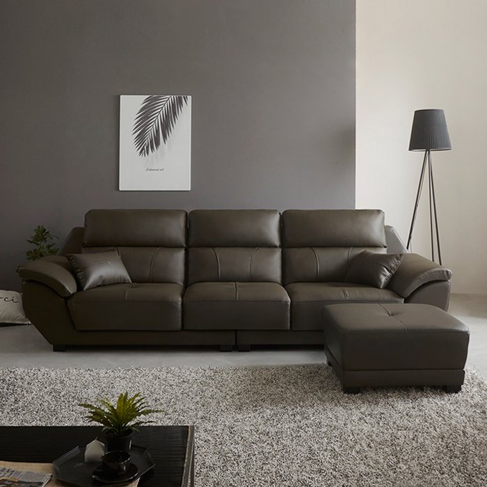 SF312 - GHẾ SOFA DA THẬT 3 CHỖ NGỒI KÈM ĐÔN