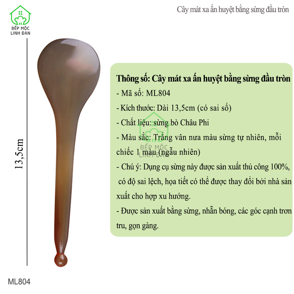 Cây Mát Xa Ấn Huyệt Bằng Sừng Thần Thánh - Đầu Tròn Đánh Bay Vết Nhăn Da Mặt [ML804]