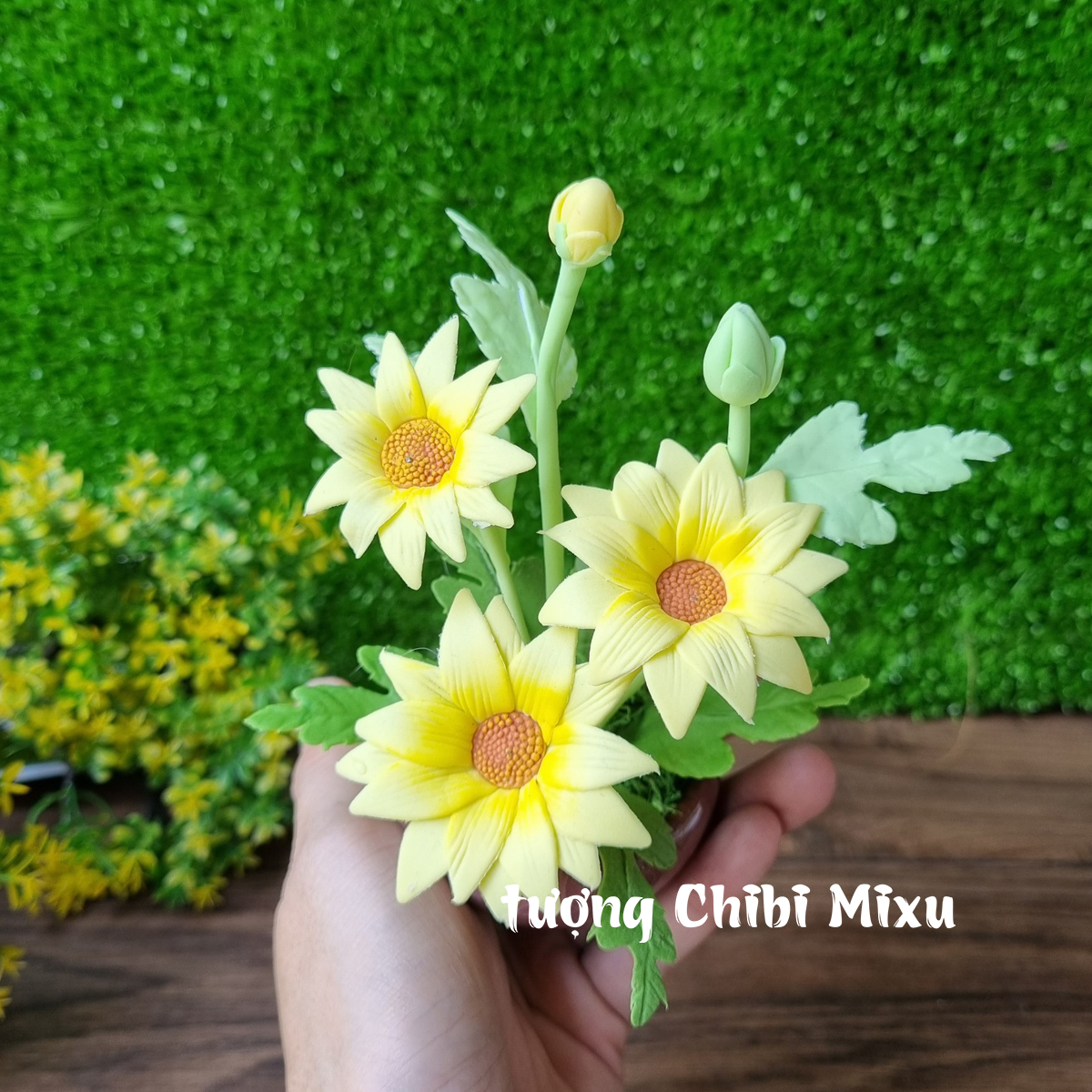 Chậu hoa Hướng Dương bằng đất sét Nhật