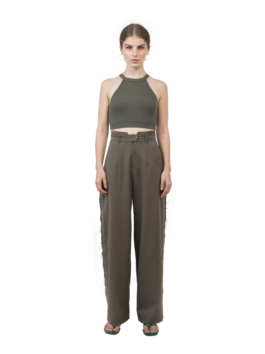 là min - Quần Moss Green Raw-cut Trousers