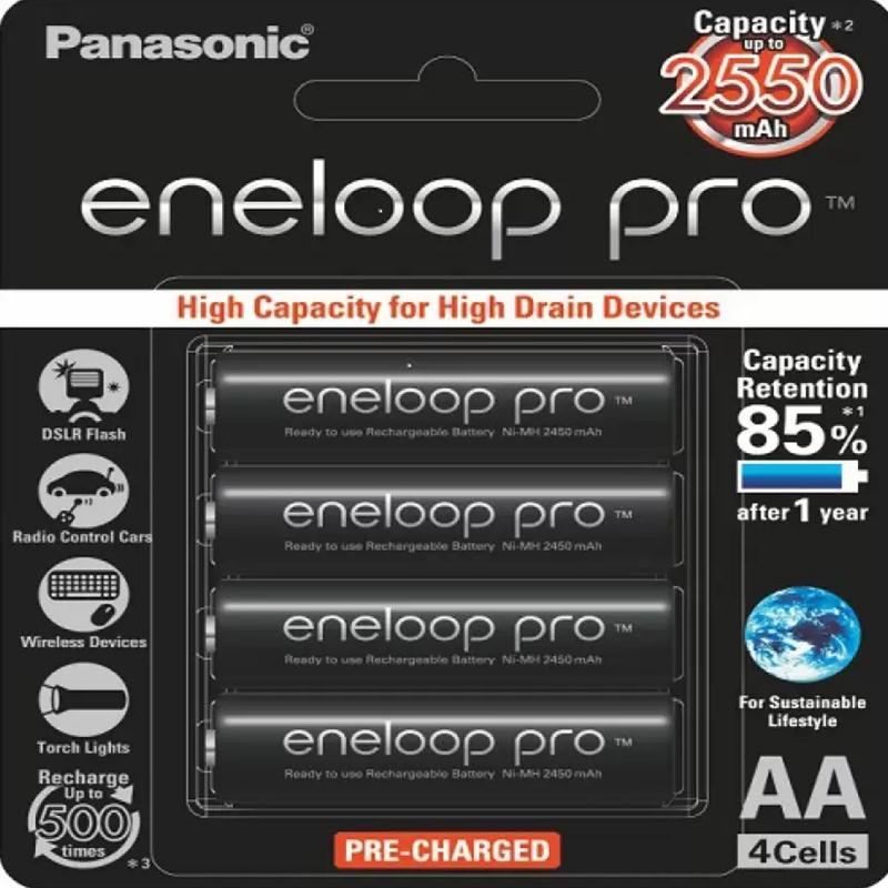 Pin sạc AA Panasonic Eneloop Pro 2550mAh dùng cho bàn phím MoFii, remote, đèn flash máy ảnh,...Hàng nhập khẩu