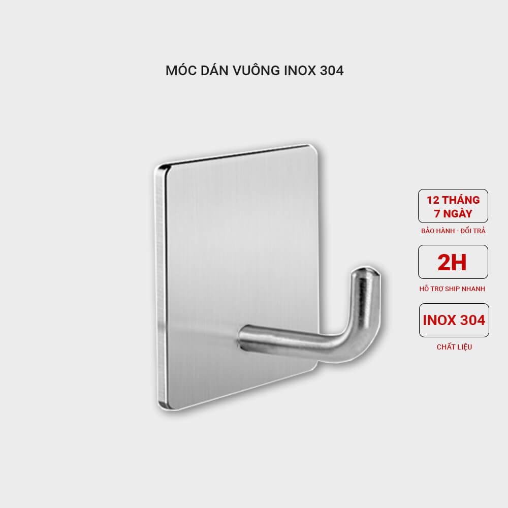 Móc INOX 304 Treo Đồ nặng, treo thớt, nồi niêu INOX 304 Dán Tường Gạch, Men, Kính