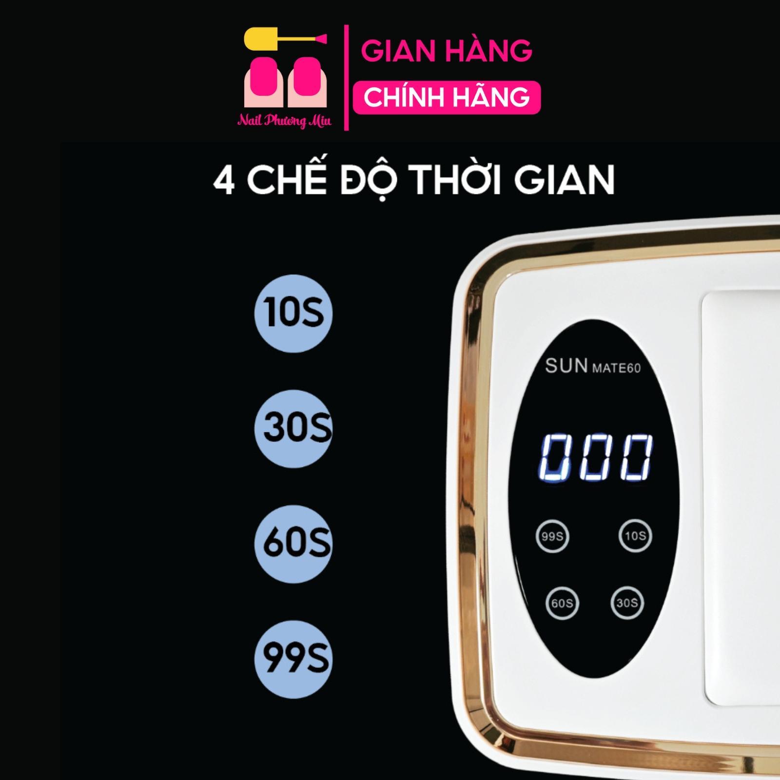 Máy Hơ Gel Sun Mate-60 T10 Cao Cấp 380W, 90 Bóng Đèn Led Uv Làm Nail, Khoang Rộng Hơ 2 Tay, Đệm Kê Tay Êm Ái Tiết Kiệm Thời Gian