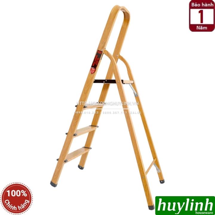 Thang nhôm ghế 4 bậc Oshima TG4 - Bậc cao nhất 84cm - Sơn tĩnh điện vân gỗ