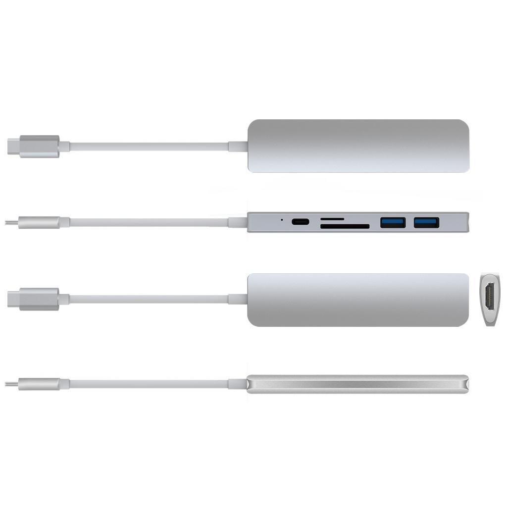 USB C HUB Adapter Type C Hub with 4K 6in1 Combo Hub for