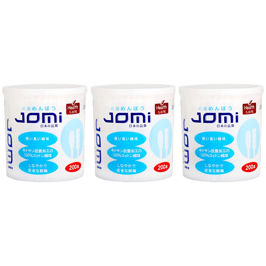 Combo 3 Bông Tăm Kháng Khuẩn Jomi (200 Que/Hộp)