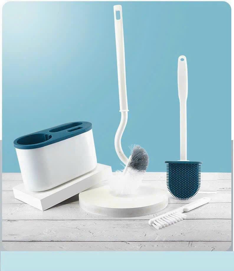 Bàn Chải Vệ Sinh Toilet Cán Dài 360 Độ° Set 3 Bàn Chải Silicone Dùng Vệ Sinh Nhà Tắm Tiện Dụng