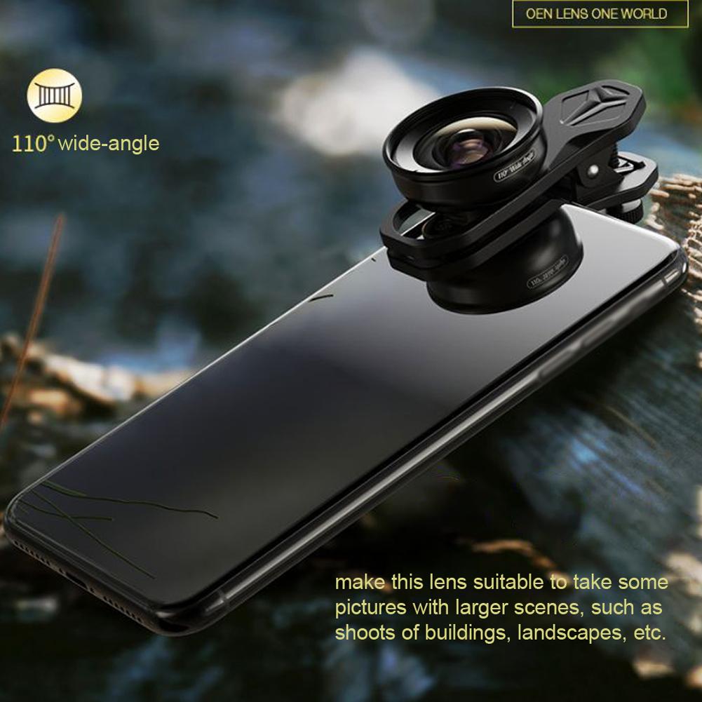 Portable Universal Clip-on External Lens Fill Light Lens 110° Wide Angle Macro Mobilephone Lens Auxiliary Wide Angle Lens