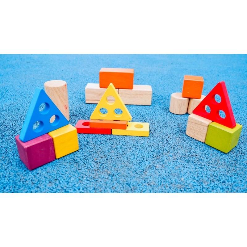 Bộ đồ chơi xếp hình thả khối bằng gỗ - Đồ chơi xếp hình Montessori cho bé phát triển toàn diện
