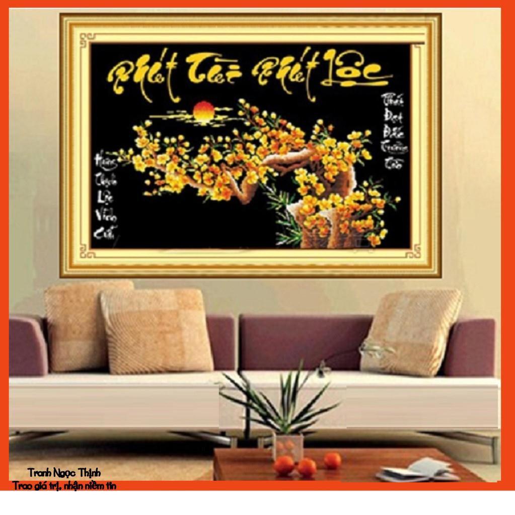 Tranh đính đá cao cấp PHÁT TÀI PHÁT LỘC 77308- KT: 78X52Cm,