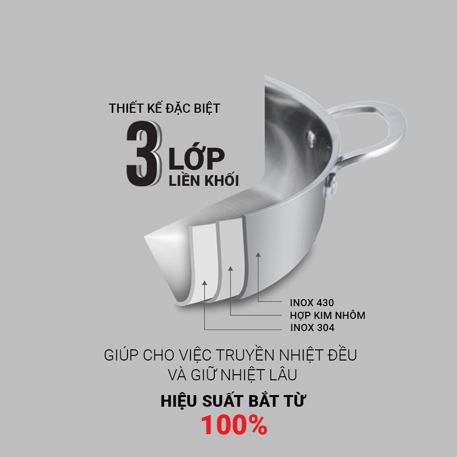 Bộ Nồi INOX 304 Cao Cấp 3 Lớp Liền Khối Kazler KZ1 Size 16-20-24cm Hàng Chính Hãng KALPEN-GIA DỤNG ĐỨC