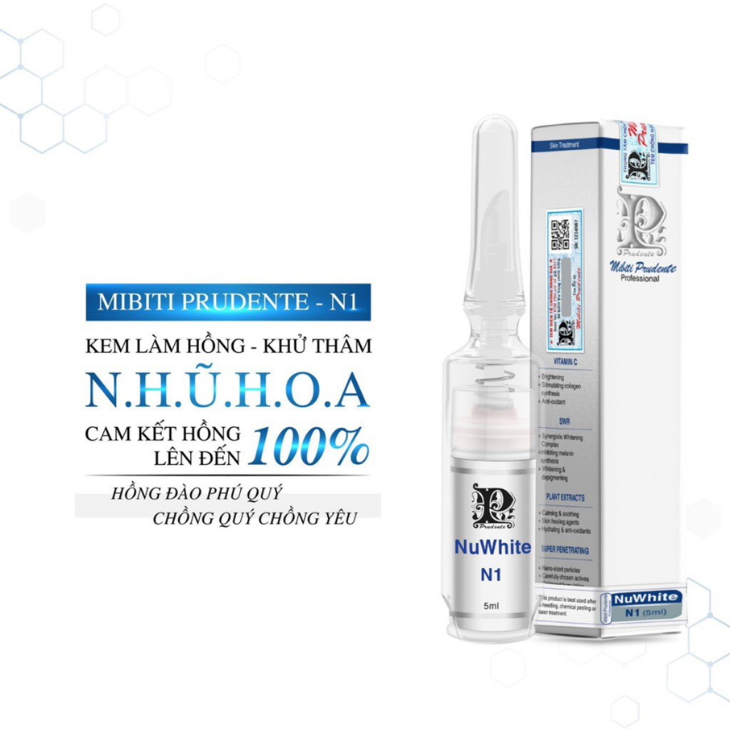 Kem Làm Hồng Nh.ũ Ho.a Nuwhite N1 Mibiti Prudente Professional  Mỹ Khử Thâm N.hũ H.oa Làm Hồng Ti lọ 5ml