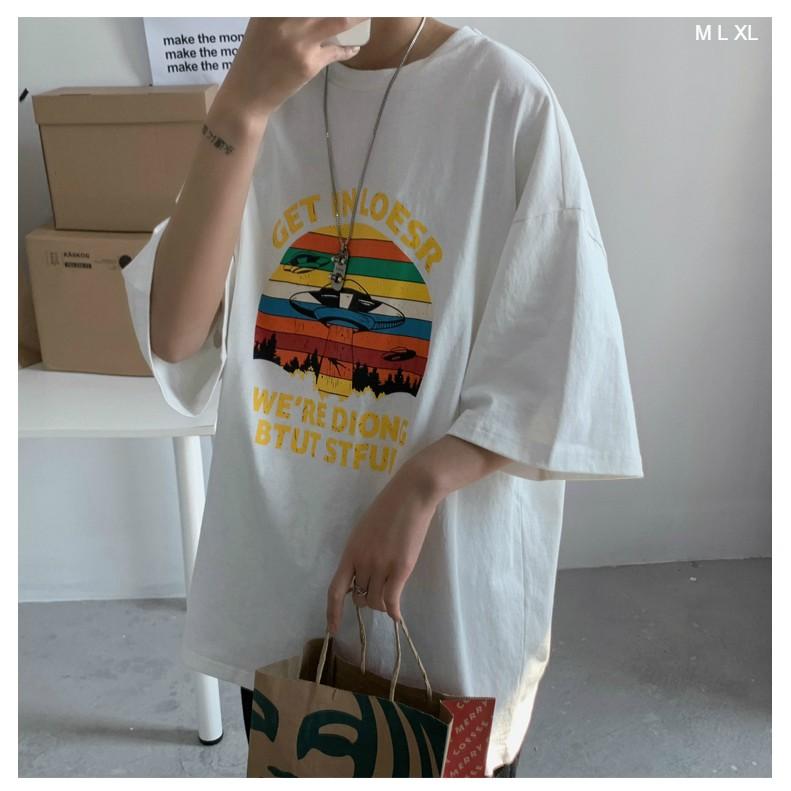 Áo Thun Tay Lỡ Unsiex GET IN LOESR Form Rộng Ulzzang