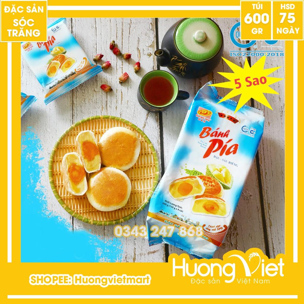 Bánh Pía Sóc Trăng đậu xanh sầu riêng trứng Tân Huê Viên 600g, bánh pía Tân Huê Viên 5 sao 1 trứng