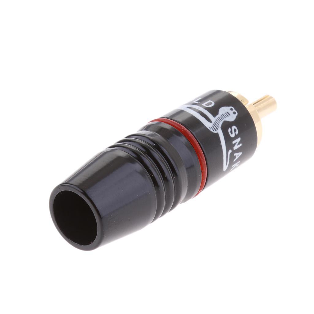 2-5pack 2X Copper AV RCA Plug Audio Cable Male Connector Gold Plated Hi Loud