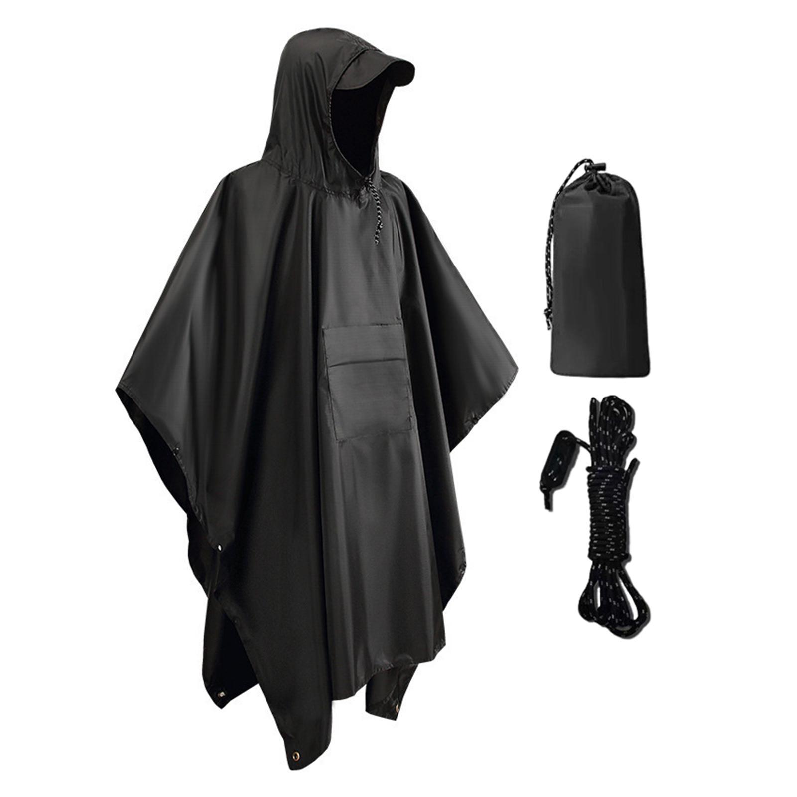 Hooded Rain Poncho Portable Rain Cape Water Resistant Rainwear for Men Women