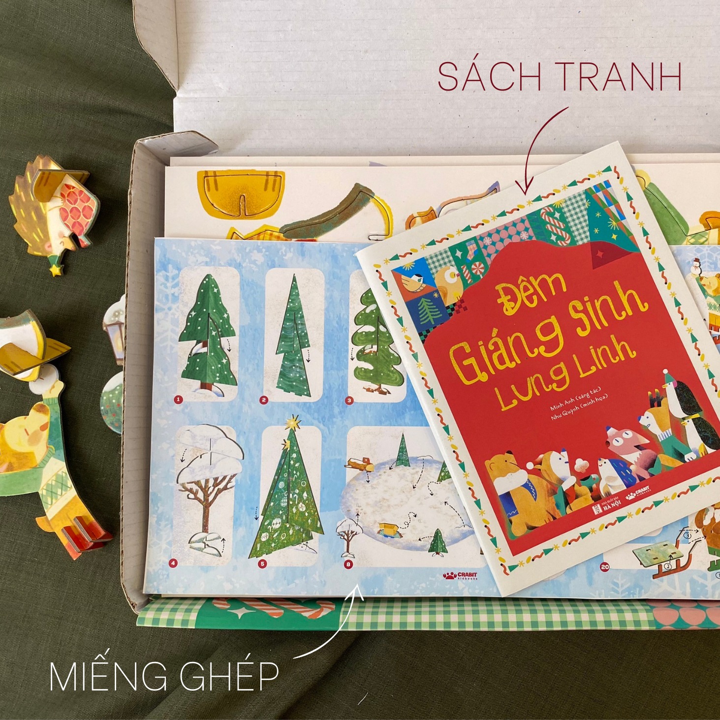 BỘ QUÀ TẶNG NOEL - Bộ ghép hình 3D Đêm Giáng SInh Lung Linh - Dành cho trẻ từ 3 tuổi - Crabit Kidbooks