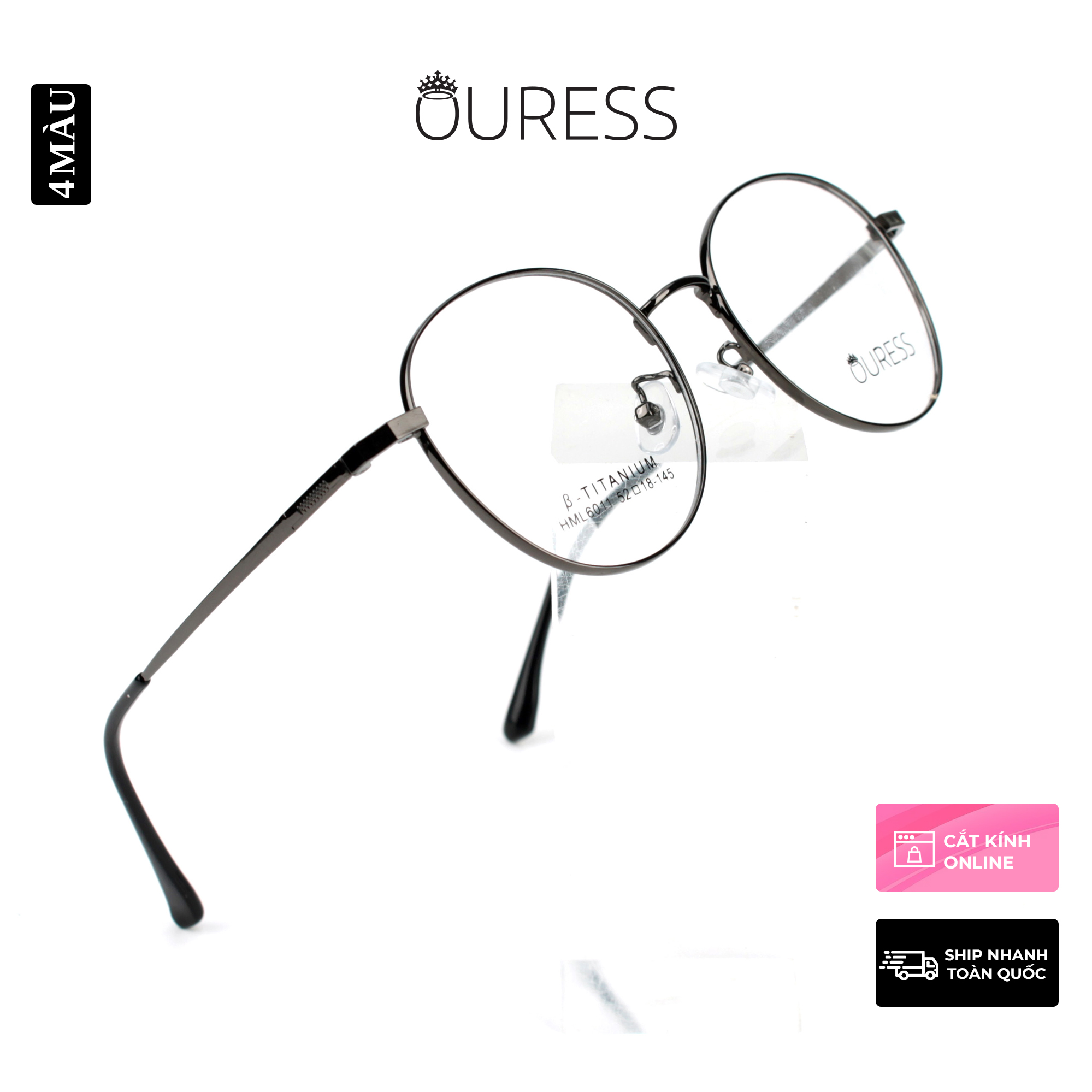 Gọng kính Titanium cao cấp thời trang nam nữ Ouress HML6011