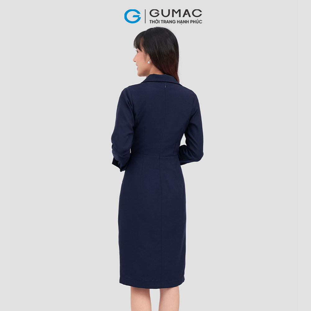 Đầm đắp chéo phối nút DC12081 thời trang GUMAC