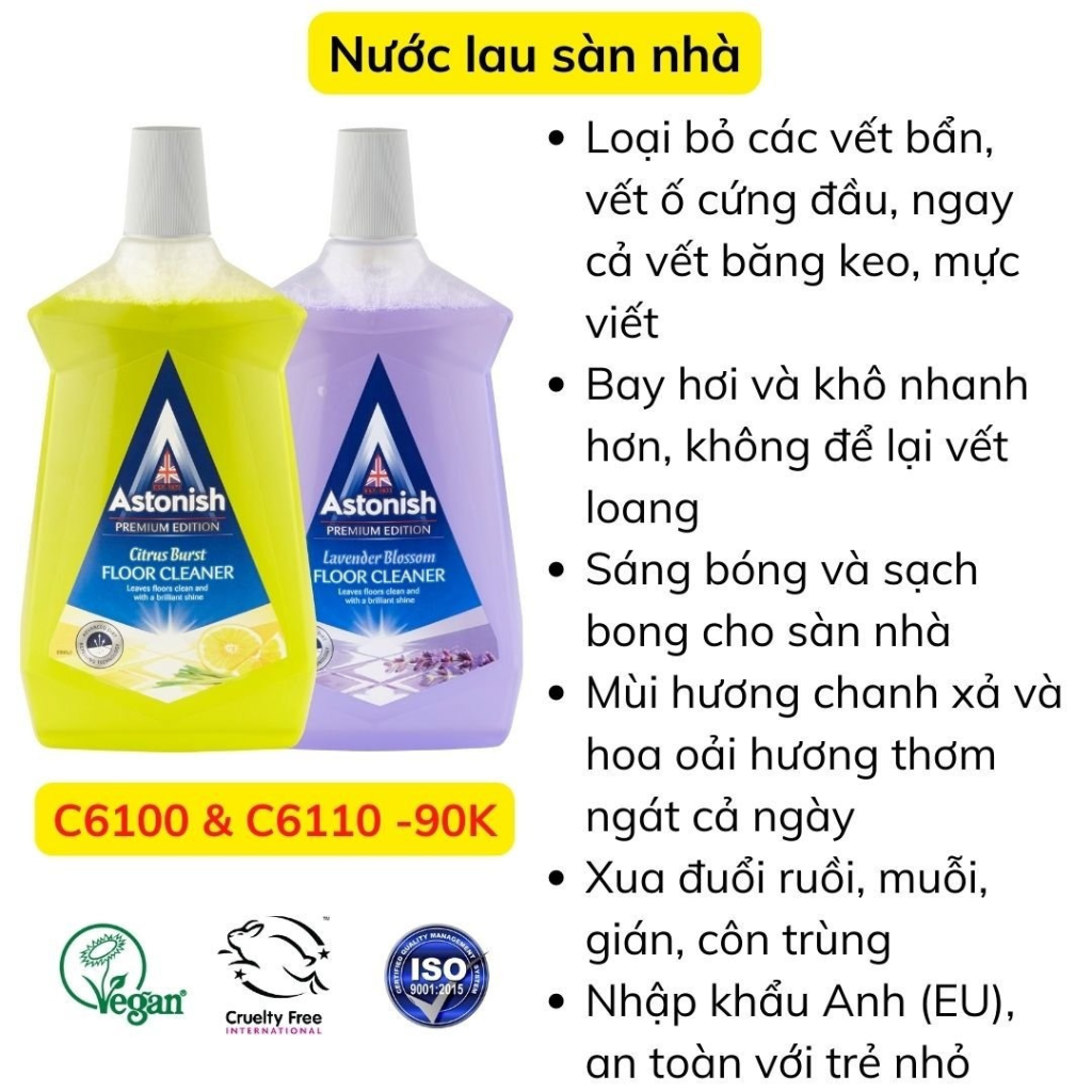 (HCM) Nước Lau Sàn Astonish Hoa Oải Hương - BOBASHOP